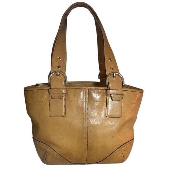 Coach Leather Buckle Shoulder Bag in Tan - Picture 1 of 8